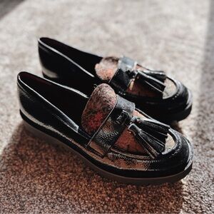 Franco Sarto Balinna Tapestry + Tassels Patent Leather Loafers